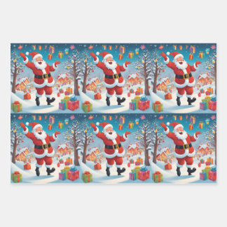 Papier d'enveloppement Jolly Santa Claus dans Matt