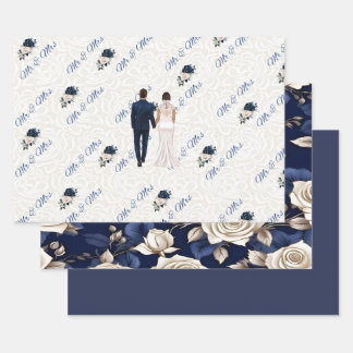Papier d'enveloppement Mariage de M. & Mme Navy
