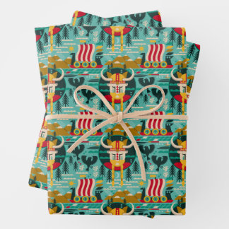 Papier d'enveloppement Motif de navire viking scan