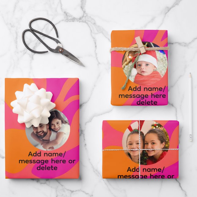 Papier d'enveloppement orange et rose chaud (Recto)