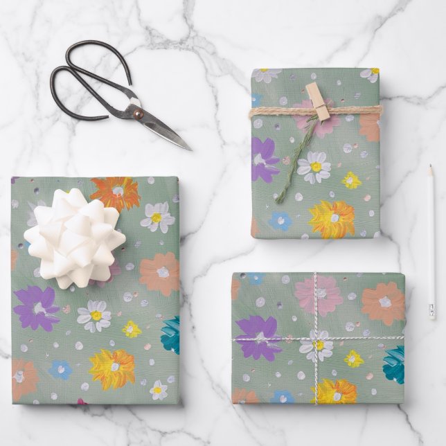 Papier d'enveloppement Pastel Posie (Recto)