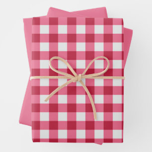 Papier d'enveloppement rose foncé En vichy et soli