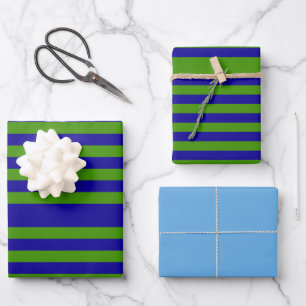 Papier d'enveloppement vert et bleu laiton chic