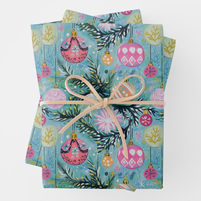 Papier d'enveloppement Vintage Village de Noël (En situation)