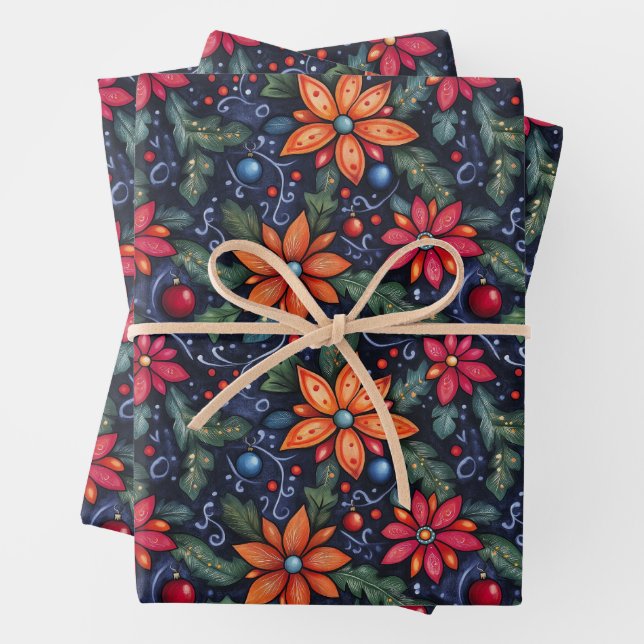 Papier d'enveloppement Vintage Village de Noël (En situation)