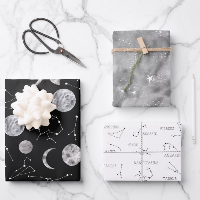 Papier d'enveloppement zodiaque Feuille plate Ense (Recto)