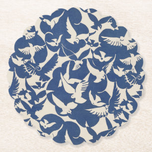 Papier Dessous-de-verre en papier: PIGEONS EN BLANC + BLE