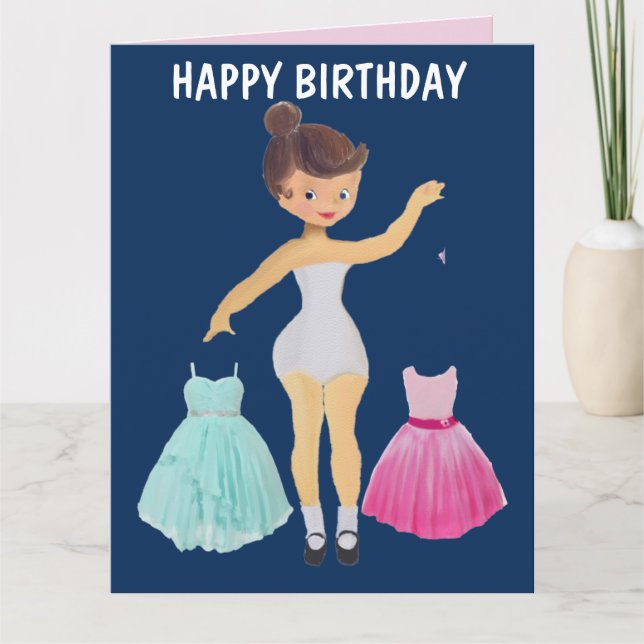 PAPIER DOLL 5X7 CARTE D'ANNIVERSAIRE POUR FILLE (Devant)
