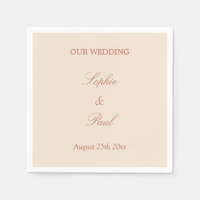 Papier Élégant Mariage de script en terre cuite serviette (Devant)