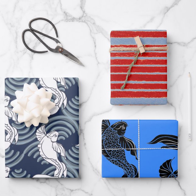 PAPIER EN LAVAGE DES MOTIFS DE POISSONS JAPONAIS (Recto)