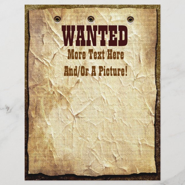 Papier en-tête à thème Recherché Old West (Devant)