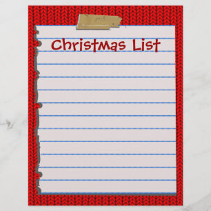 Papier en-tête de la liste de Noël