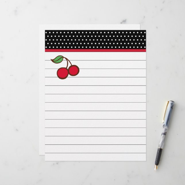 Papier en-tête Retro Cherry (Devant/Arrière en situation)