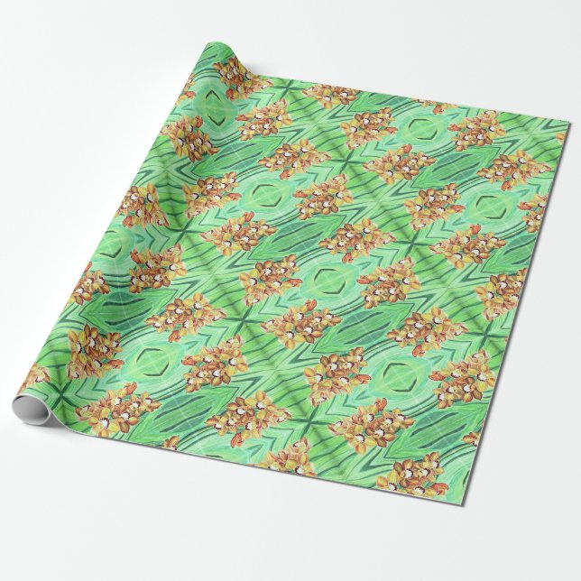 Papier enveloppé cadeau Rouleau - Oranges et orchi (Déroulé)