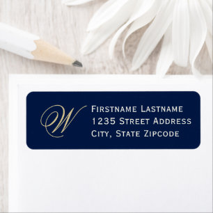 Papier étiquette de retour d'adresse monogramme en