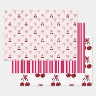 Papier fantaisie rose Coquette Cerise à motif Rayu