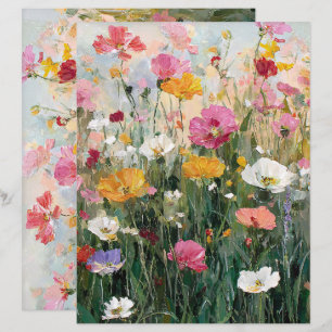 Papier fleur sauvage coloré peinture à l'huile