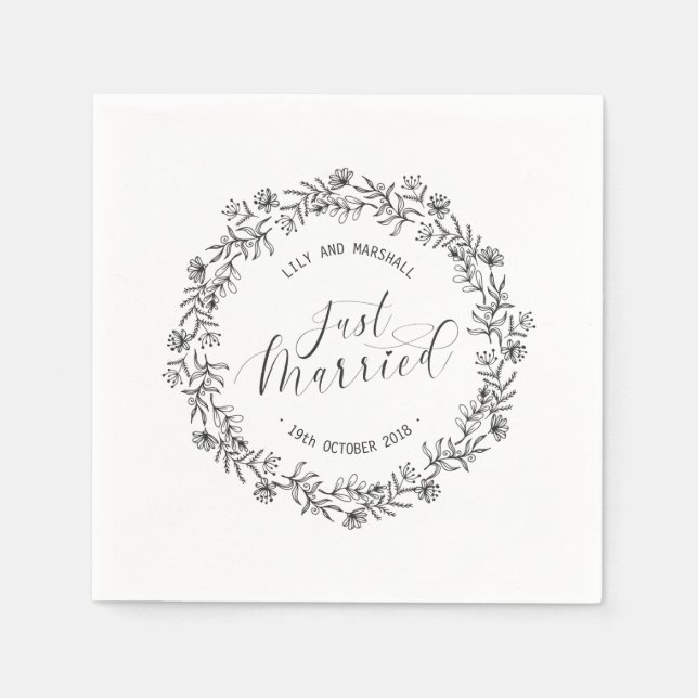 Papier Fleurs personnalisées pour mariage | Serviette en  (Devant)