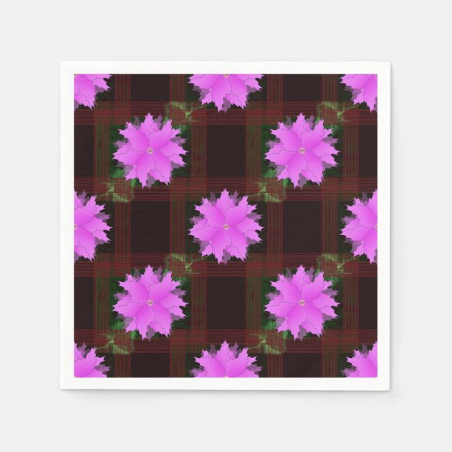Papier Fleurs roses et cellules rouges. Serviette en Papi (Devant)