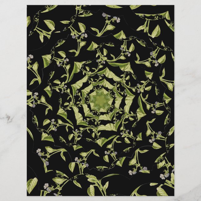 Papier fractal de la nature verte et noire (Devant)