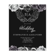 PAPIER gothique Monogramme Rose Squelette mains Ma