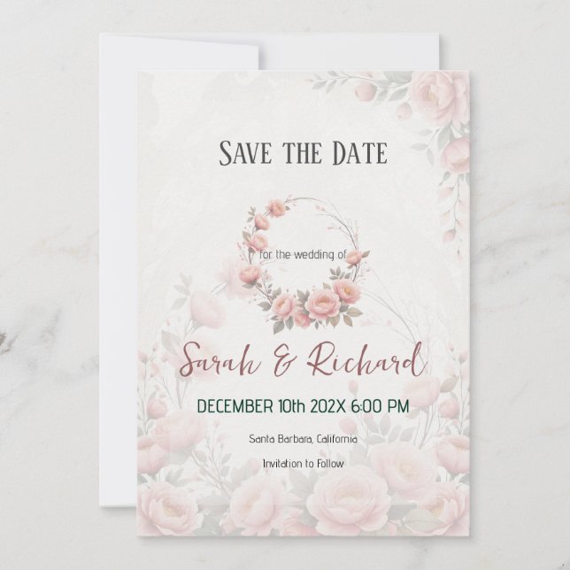 Papier Jardin Romantique Douillet Faire-Part de Ma (Devant)