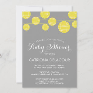 PAPIER JAUNE GRAS LANTERNS BABY SHOWER INVITATION