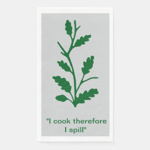 Papier "Je Cuis Donc Je Spire" Serviette Cuisine En Chêne