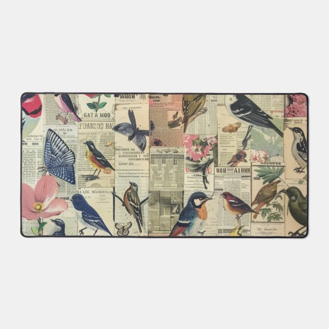 Papier Journal Botanique Papillon Oiseau Vintage (Recto)