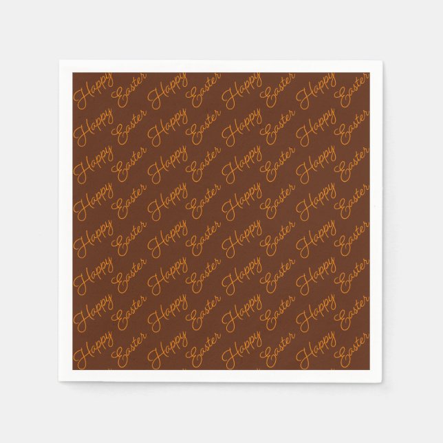 Papier Joyeuses Pâques écriture Orange sur Serviette en P (Devant)