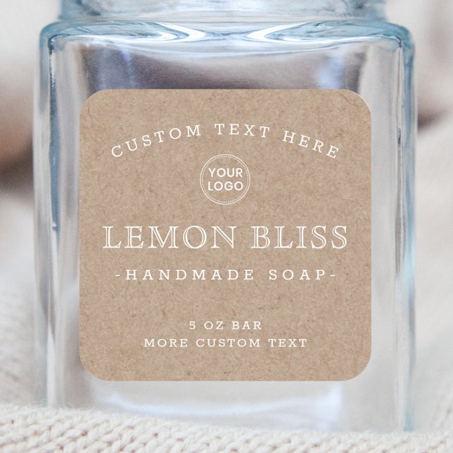 Papier Kraft blanc texte carré produit étiquettes (Créateur téléchargé)