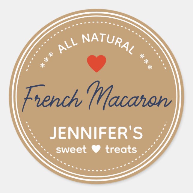 Papier Kraft Brown Jar Étiquettes manuscrits Coeur (Devant)