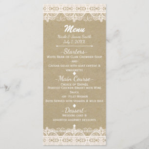 Papier Kraft Brun & Menu en Dentelle Blanche Rusti