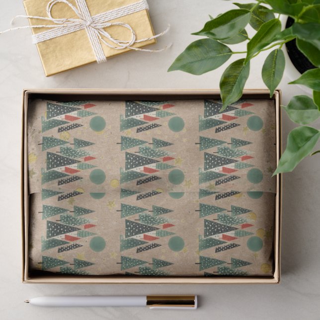 Papier Kraft Papier de Soie Étoiles Dorées Arbres  (Cadeau)