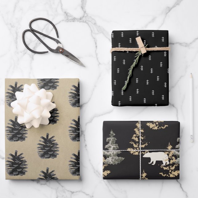 Papier Kraft rustique | Arbre de Noël - Croquis mi (Recto)