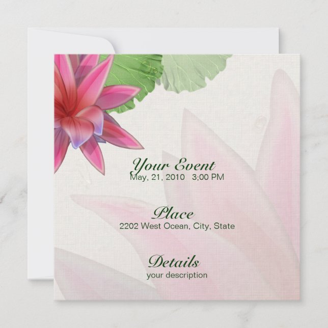 Papier Linge Invitation Lotus rose 5,25 x 5,25 (Devant)