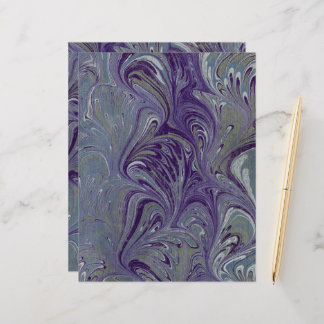 Papier marbré violet, bleu et vert