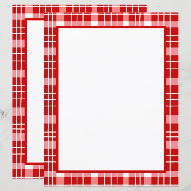 Papier mignon rouge plaid (Devant / Derrière)