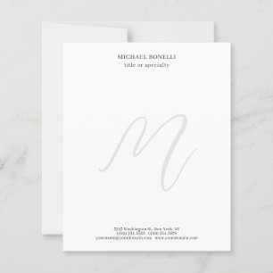 Papier Minimaliste Monogrammé Professionnel