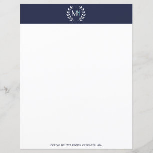 Papier Monogramme Couronne de Laurier Bleu Marine