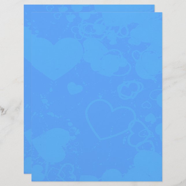Papier Motif de fond Blue Hearts (Devant / Derrière)