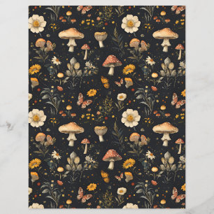 papier motif de scrapbook à champignons colorés