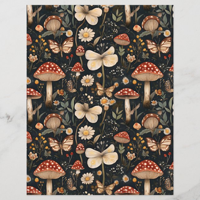 papier motif de scrapbook à champignons colorés (Devant)