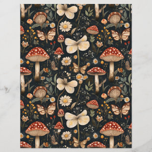 papier motif de scrapbook à champignons colorés