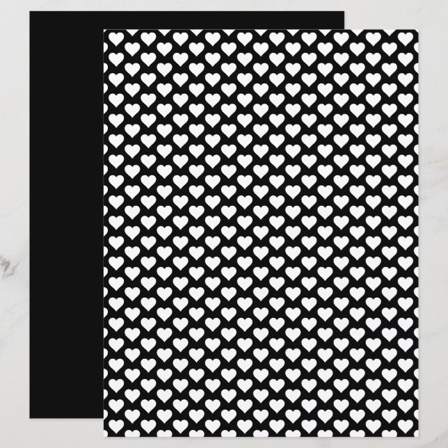 Papier Motif noir et blanc pour le  de coeur (Devant / Derrière)