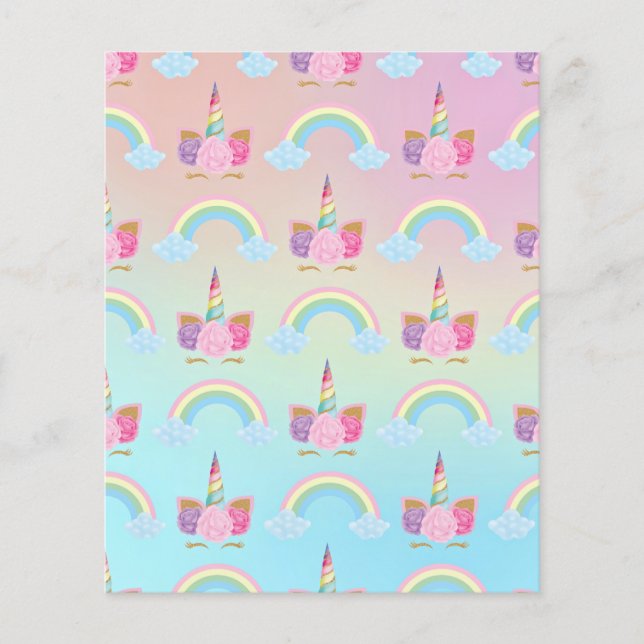 Papier Motif pour scrapbook bleu rose Unicorn Nuag (Devant)