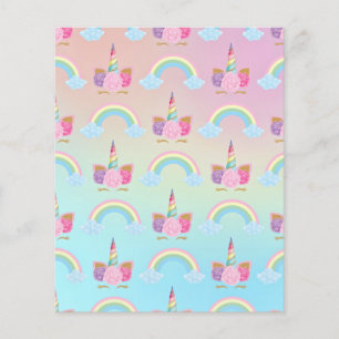 Papier Motif pour scrapbook bleu rose Unicorn Nuag