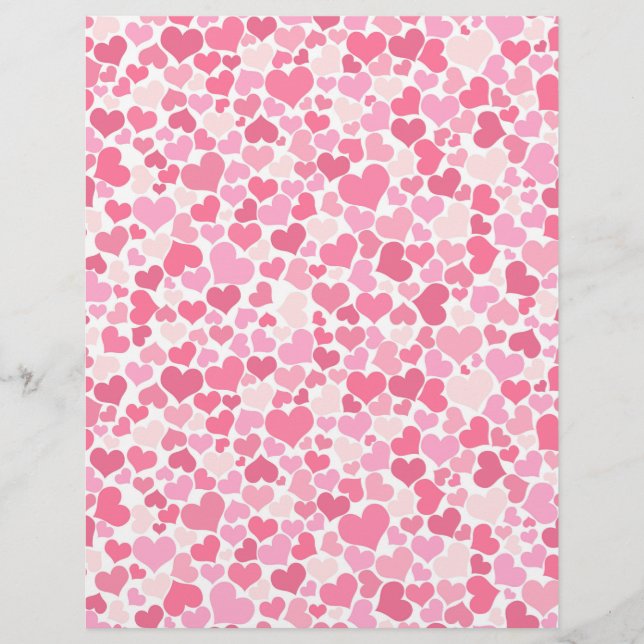 Papier Motif pour scrapbook Pink Hearts (Devant)