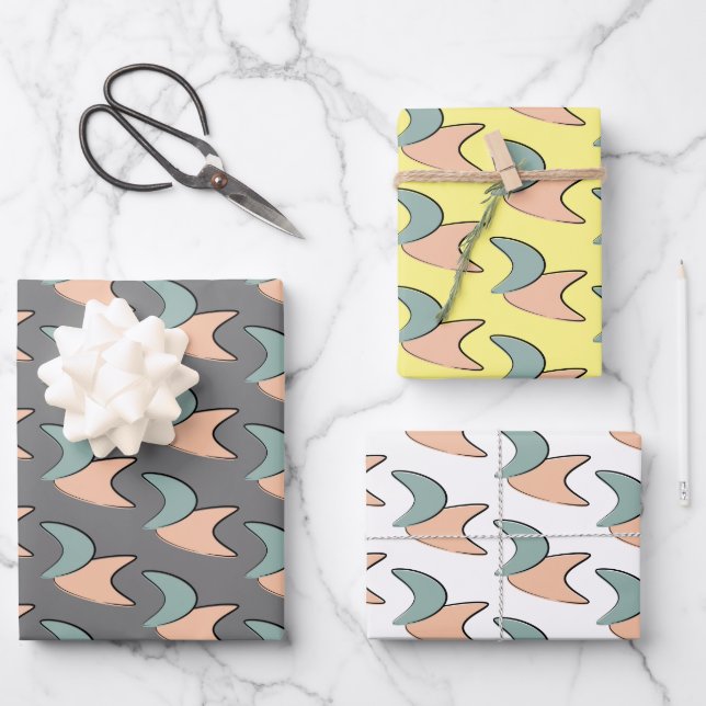 Papier Motif Retro Atomic Crescents (Recto)