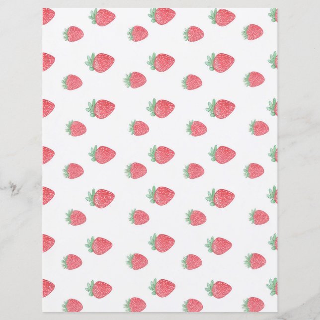 Papier Motif vintage à la fraise (Devant)